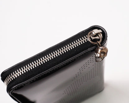 Alexander McQueen Black Patent LeatherZip 長夾錢包
