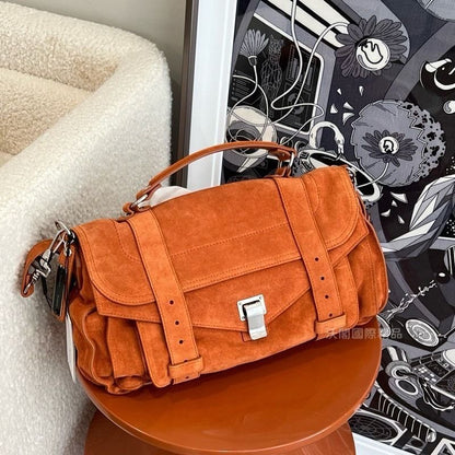 Proenza Schouler PS1 中號經典麂皮包 橘棕色