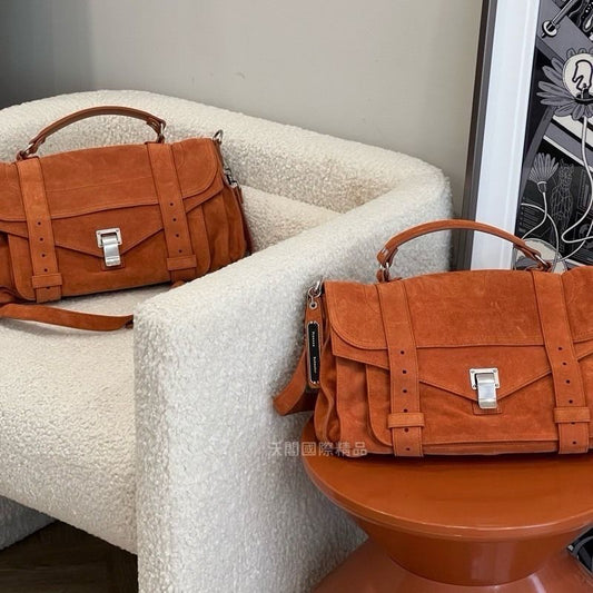 Proenza Schouler PS1 中號經典麂皮包 橘棕色