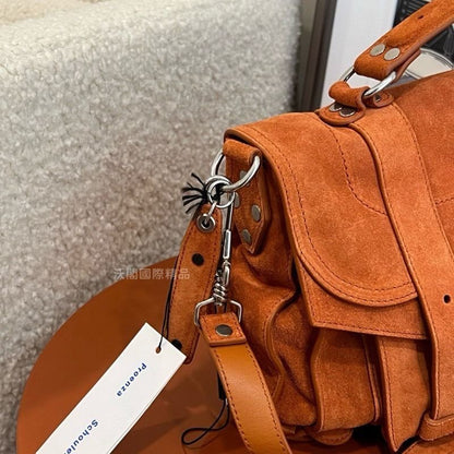 Proenza Schouler PS1 中號經典麂皮包 橘棕色