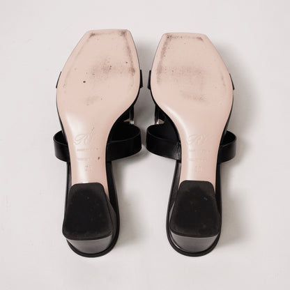 Roger Vivier 經典方框牛皮粗跟涼鞋 黑色