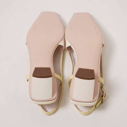 Roger Vivier 漆皮方框吊帶低跟涼鞋 奶油粉