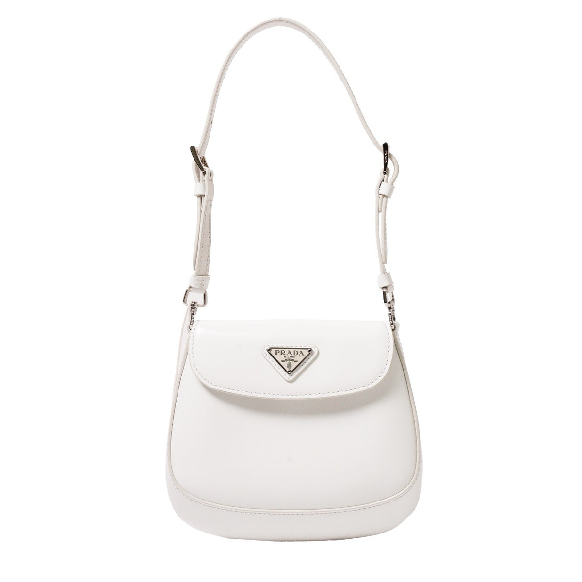 Prada Cleo 白色亮面牛皮翻蓋包