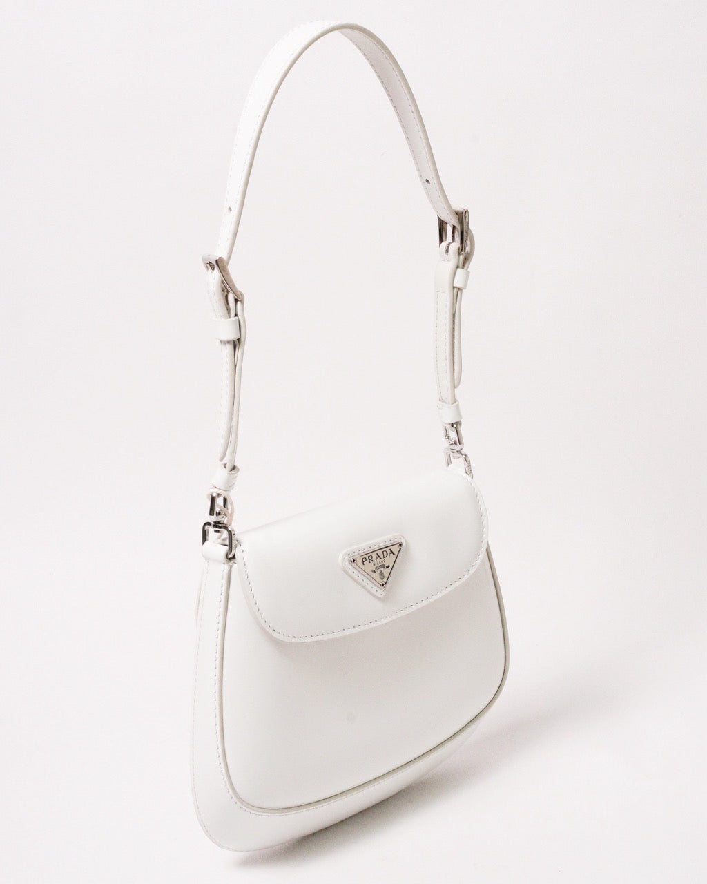 Prada Cleo 白色亮面牛皮翻蓋包