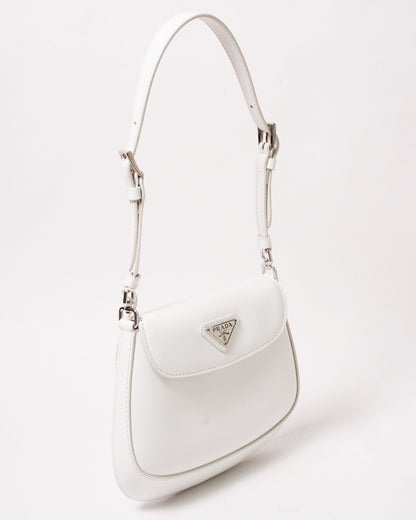 Prada Cleo 白色亮面牛皮翻蓋包