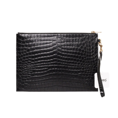 SAINT LAURENT YSL 黑色鱷魚壓紋皮革手拿包