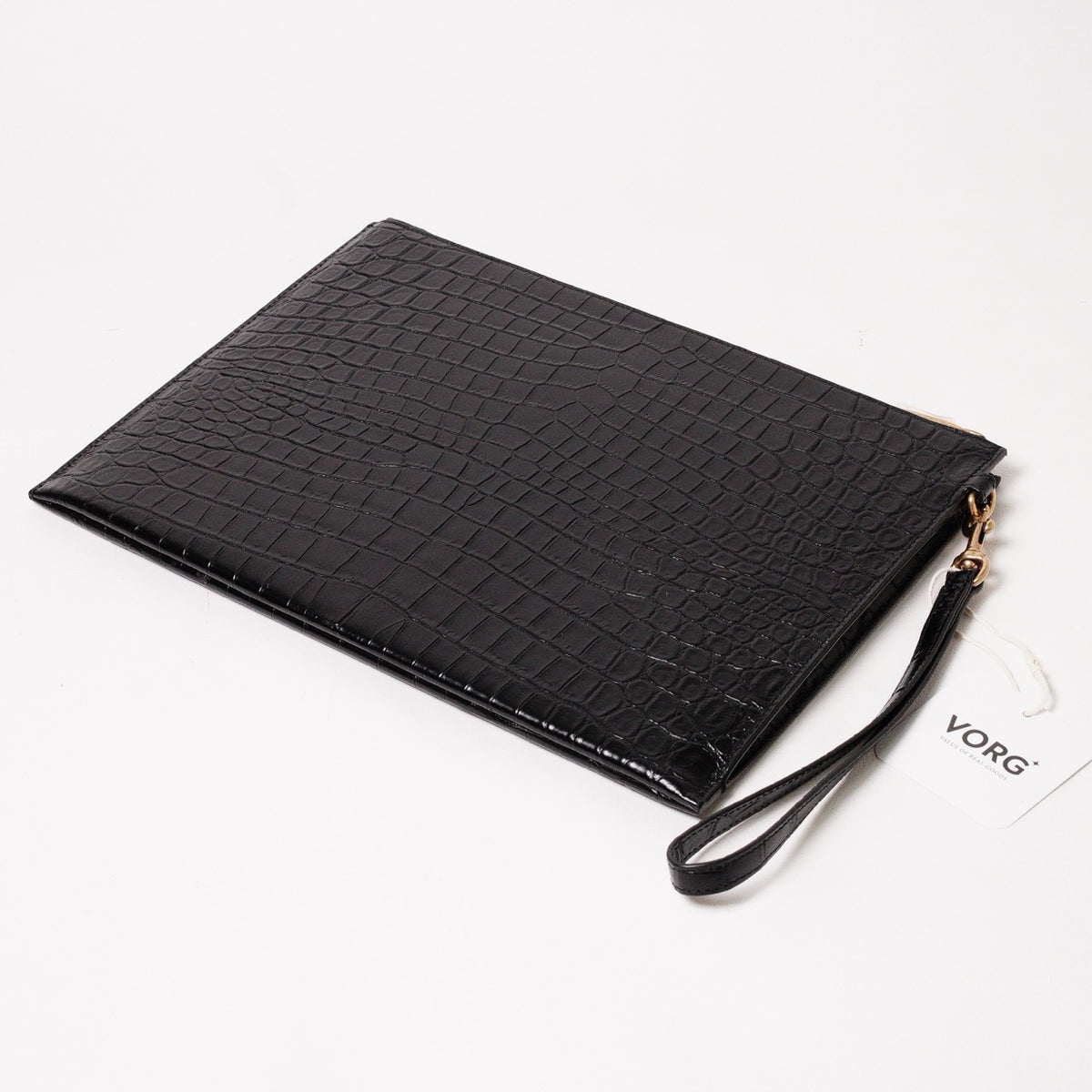 SAINT LAURENT YSL 黑色鱷魚壓紋皮革手拿包