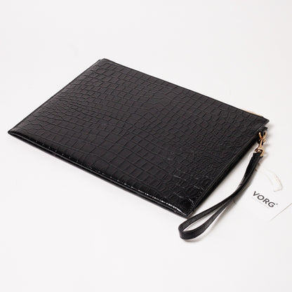 SAINT LAURENT YSL 黑色鱷魚壓紋皮革手拿包