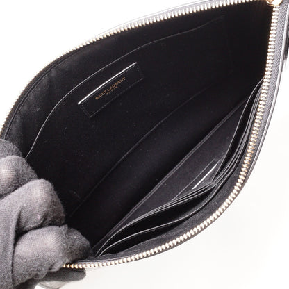 SAINT LAURENT YSL 黑色鱷魚壓紋皮革手拿包